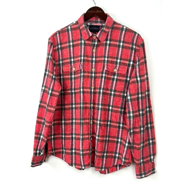Lucky Brand Shirt Mens Sz L Red Plaid Flannel Classic Fit Button Up 1108H4 - Picture 3 of 11